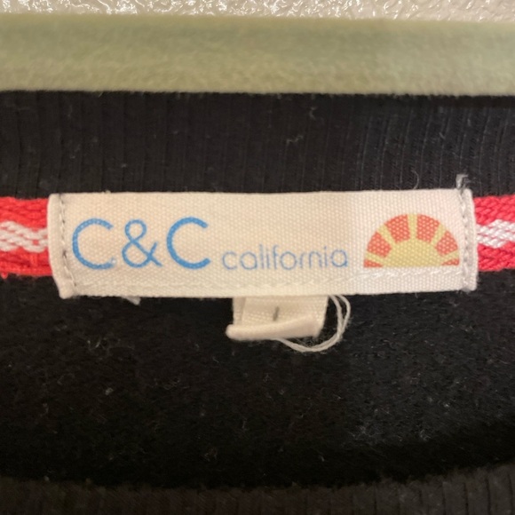 C&C California Women’s Black Red heart sweatshirt valentines day casual size L - Picture 3 of 8